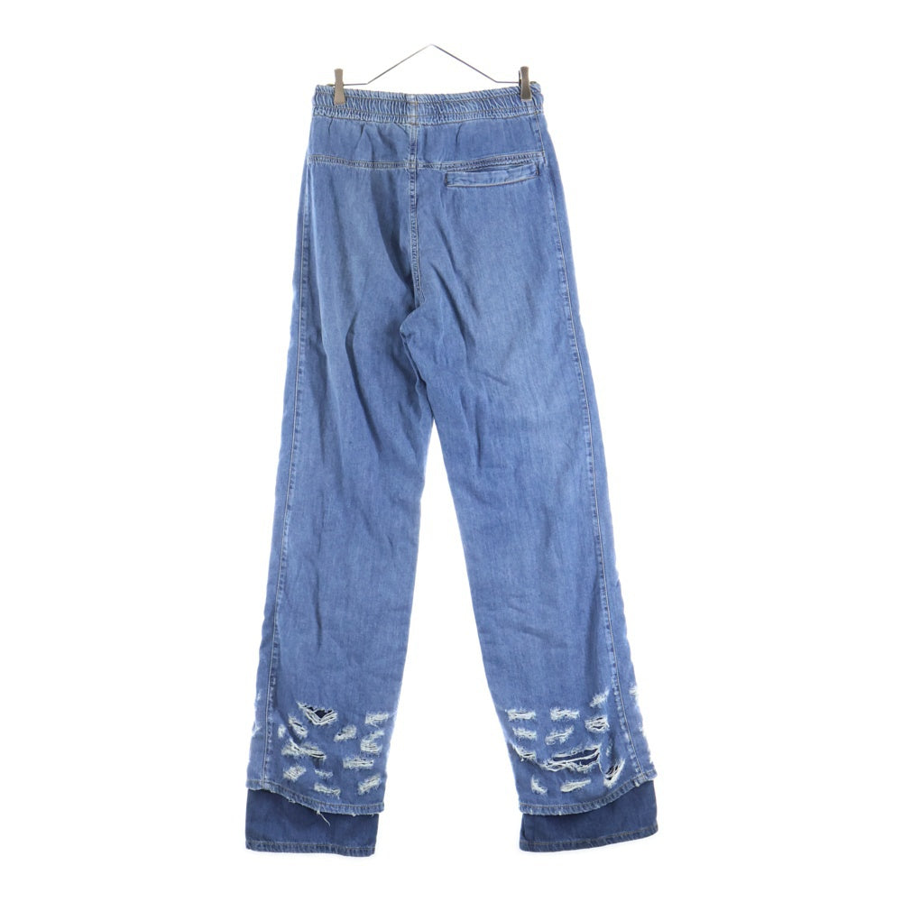 DIESEL(ディーゼル) 23SS Straight Jeans クラッシュ加工 ルーズフィット デニムパンツ インディゴ A09693