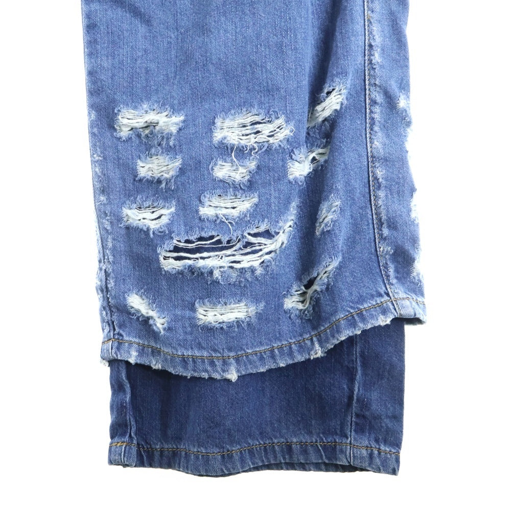 DIESEL(ディーゼル) 23SS Straight Jeans クラッシュ加工 ルーズフィット デニムパンツ インディゴ A09693