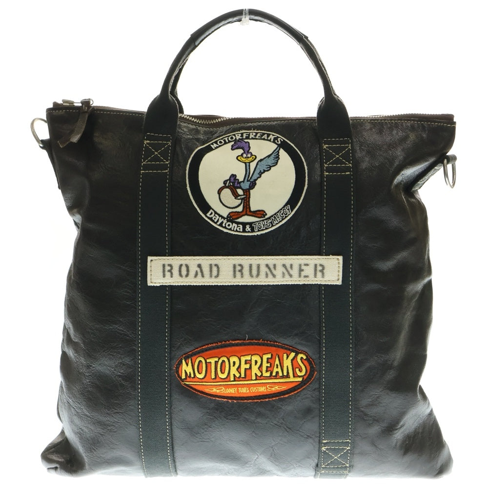 TOYS McCOY(トイズマッコイ) ホースハイド レザー パッチ付き TALONジップ ヘルメットバッグ トートバッグ ショルダーバッグ ブラウン