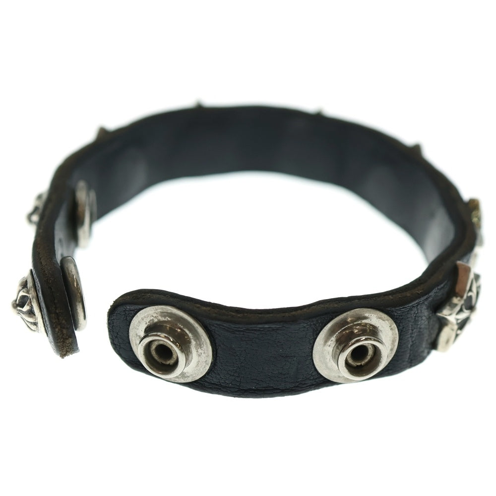 CHROME HEARTS(クロムハーツ) 2SNP 2BTN STAR クロスボール 2ボタン 2スナップ スター レザーブレスレット シルバー/ブラック