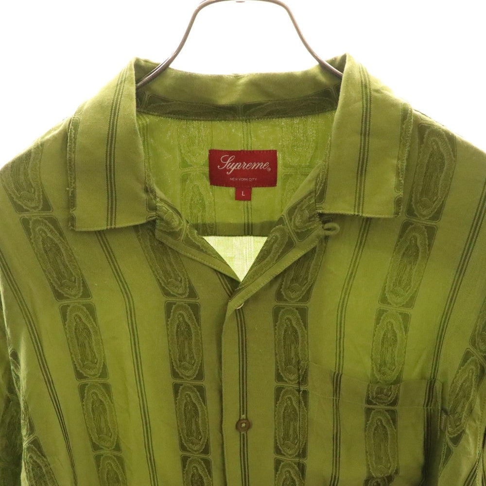 SUPREME(シュプリーム) 19SS Guadalupe S/S Shirt グアダルーペ マリア 総柄 オープンカラー 半袖シャツ グリーン