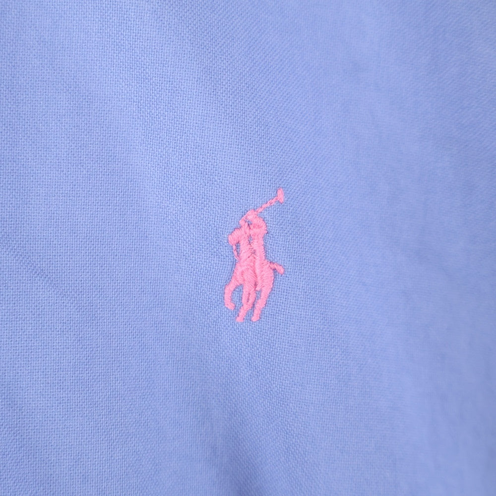 POLO RALPH LAUREN(ポロラルフローレン) SLIM FIT フロントロゴ刺繍 長袖シャツ ブルー