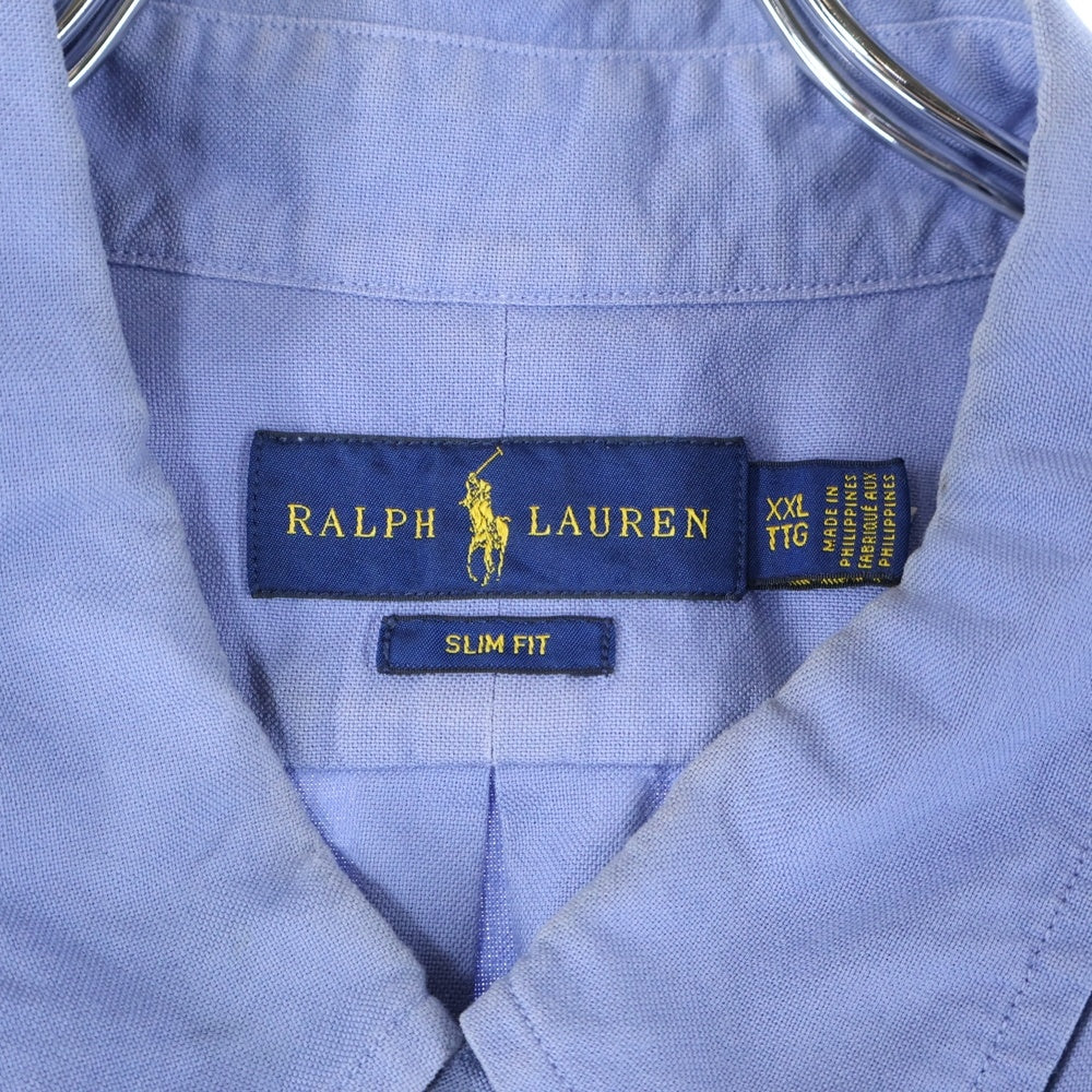 POLO RALPH LAUREN(ポロラルフローレン) SLIM FIT フロントロゴ刺繍 長袖シャツ ブルー