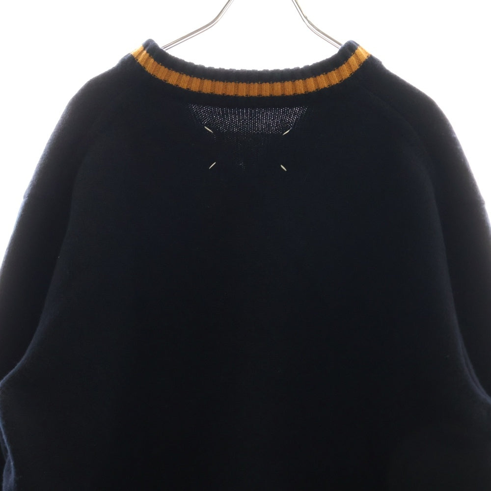 Maison Margiela 0(メゾンマルジェラ) 21AW Midnight blue wool sweater ウールミドルゲージチルデンニット クルーネック セーター ネイビー S50HA1027 S17834