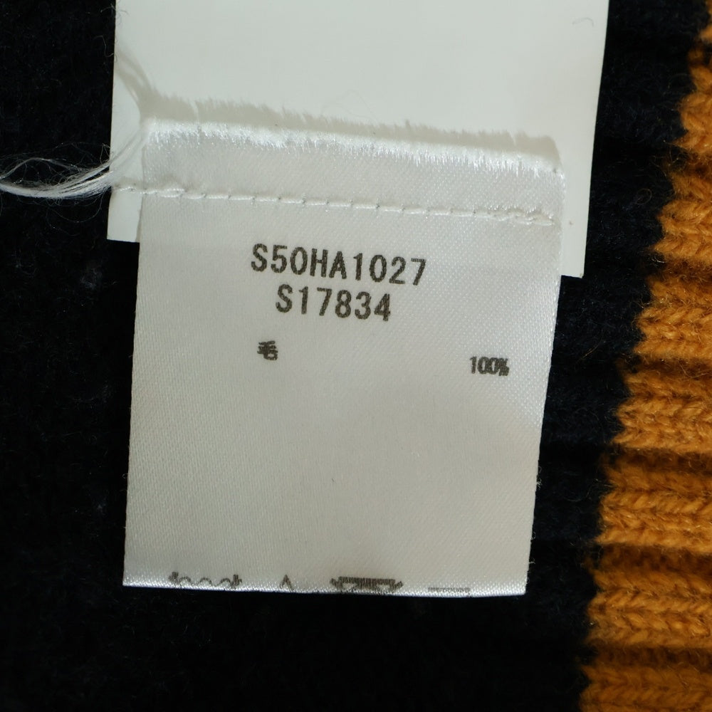 Maison Margiela 0(メゾンマルジェラ) 21AW Midnight blue wool sweater ウールミドルゲージチルデンニット クルーネック セーター ネイビー S50HA1027 S17834