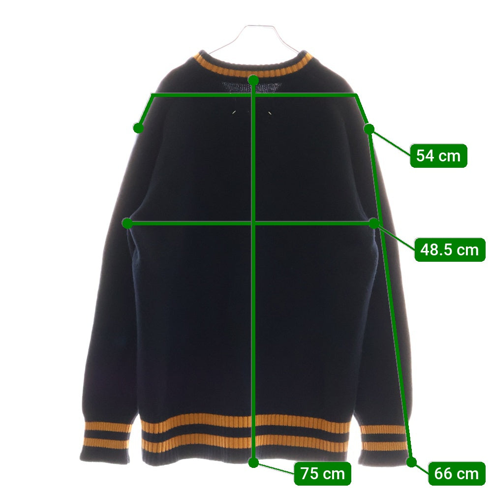 Maison Margiela 0(メゾンマルジェラ) 21AW Midnight blue wool sweater ウールミドルゲージチルデンニット クルーネック セーター ネイビー S50HA1027 S17834