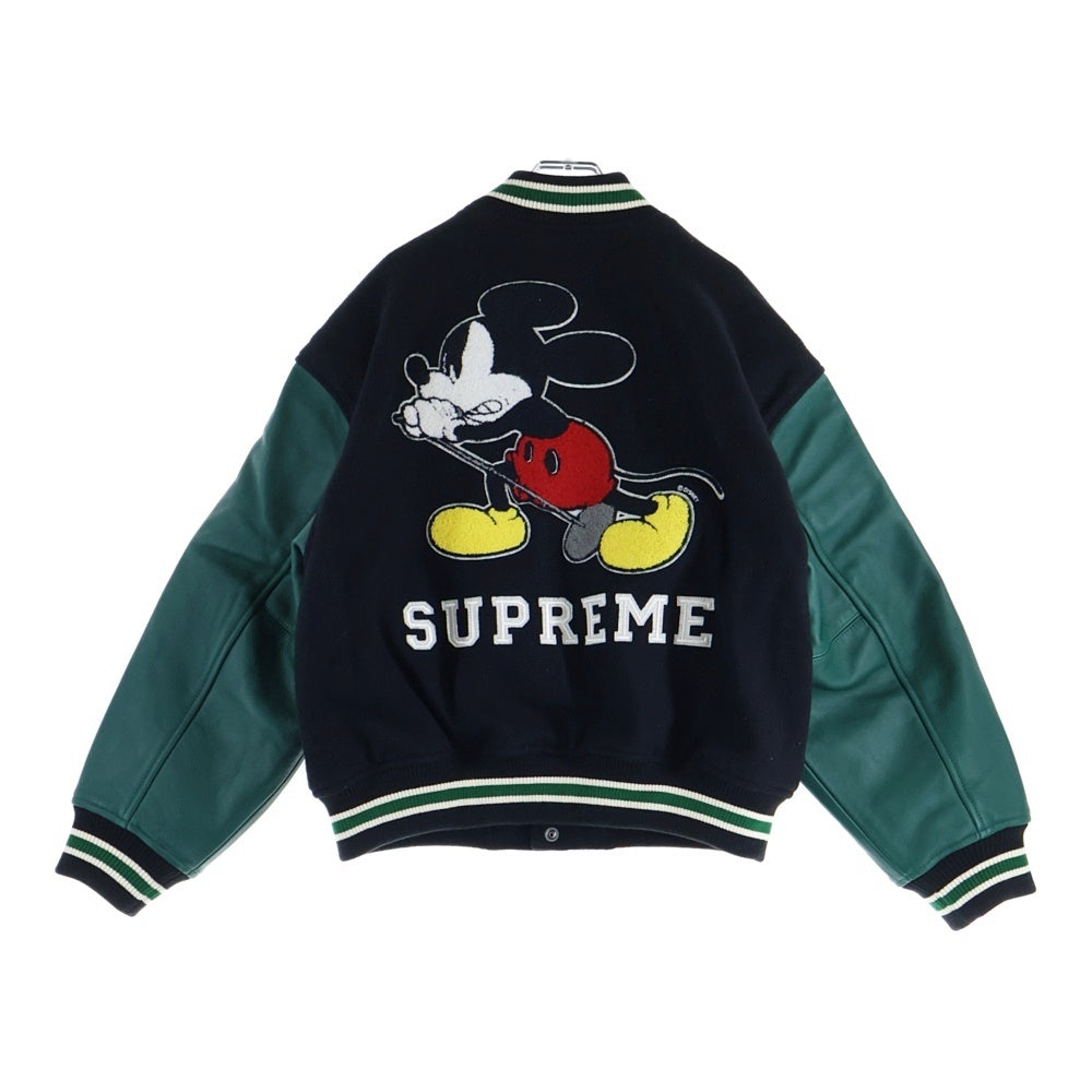 SUPREME(シュプリーム) 25AW × Number (N)ine Mickey Mouse Varsity Jacket ナンバーナイン ミッキーマウス パッチ バーシティジャケット ブルゾン ブラック/グリーン