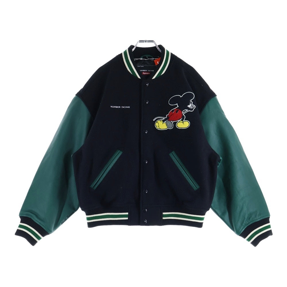 SUPREME(シュプリーム) 25AW × Number (N)ine Mickey Mouse Varsity Jacket ナンバーナイン ミッキーマウス パッチ バーシティジャケット ブルゾン ブラック/グリーン