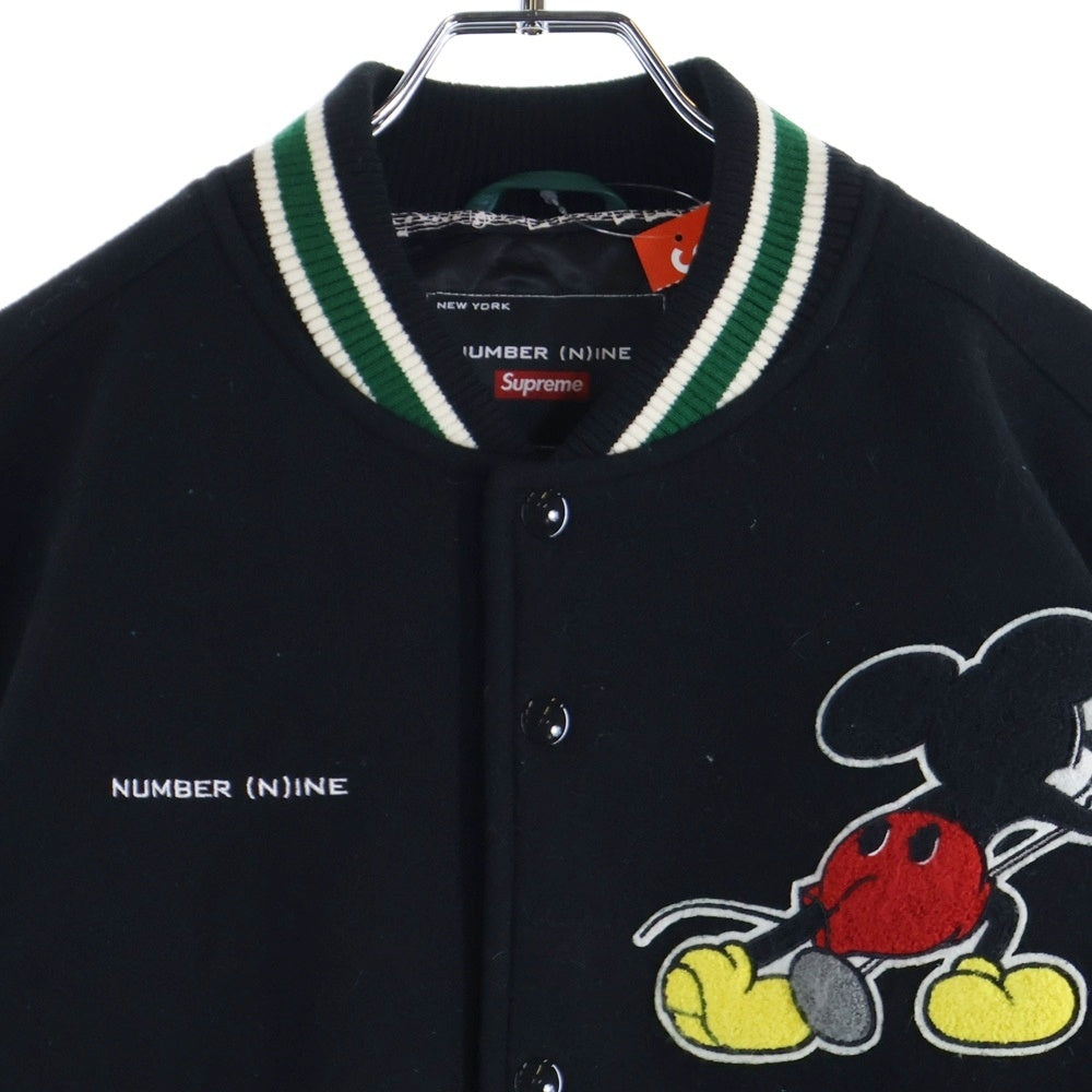 SUPREME(シュプリーム) 25AW × Number (N)ine Mickey Mouse Varsity Jacket ナンバーナイン ミッキーマウス パッチ バーシティジャケット ブルゾン ブラック/グリーン