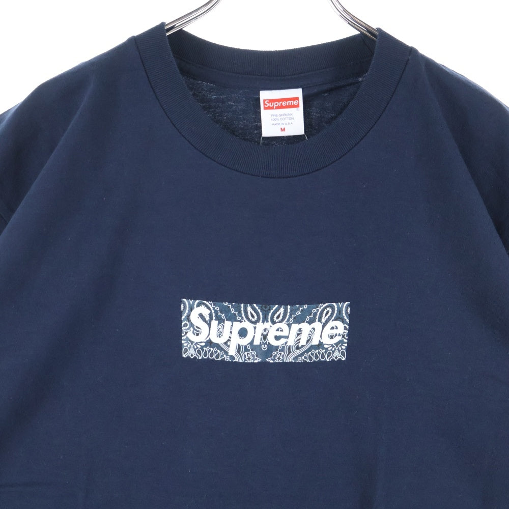 SUPREME(シュプリーム) 19AW Bandana Box Logo Tee バンダナ ボックスロゴ プリント クルーネック 半袖Tシャツ カットソー ネイビー