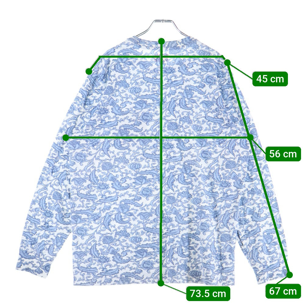 SUPREME(シュプリーム) 19SS Damask L/S Top ダマスク ペイズリー柄 ロングスリーブトップ 長袖Tシャツ ブルー
