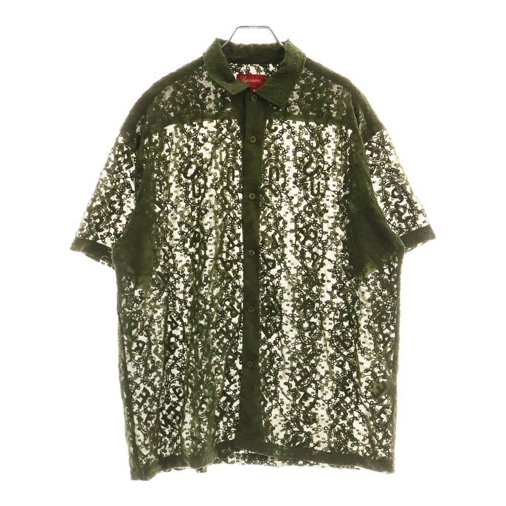 SUPREME(シュプリーム) 22SS Chainstitch Chiffon S/S Shirt チェーン ステッチ シフォン メッシュ 半袖シャツ カーキ
