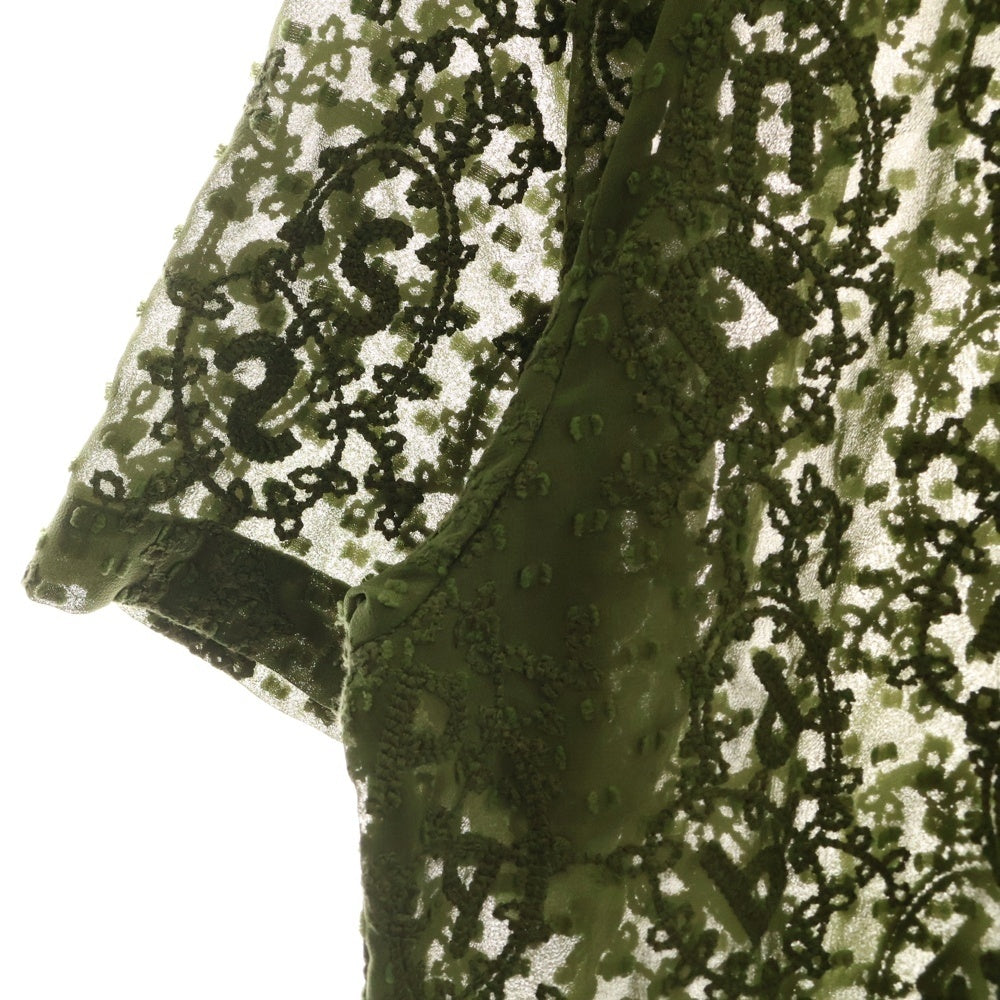 SUPREME(シュプリーム) 22SS Chainstitch Chiffon S/S Shirt チェーン ステッチ シフォン メッシュ 半袖シャツ カーキ