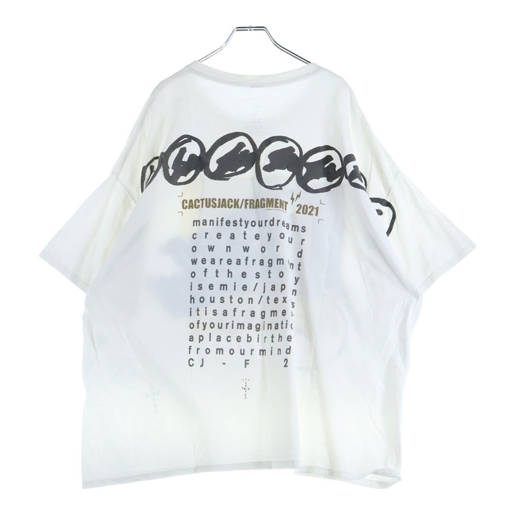 TRAVIS SCOTT(トラヴィススコット) CACTUS JACK×FRAGMENT DESIGN MANIFEST Tee マニフェスト 両面プリント 半袖Tシャツ カットソー ホワイト