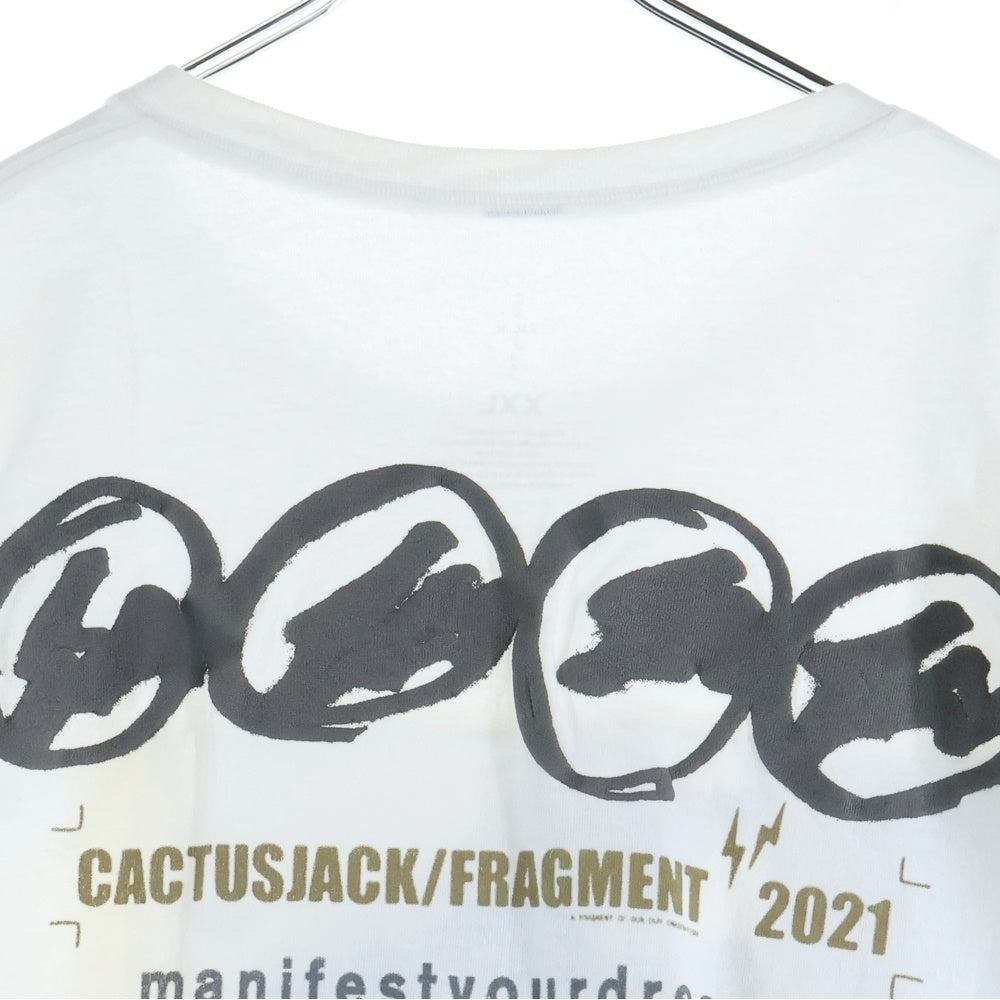 TRAVIS SCOTT(トラヴィススコット) CACTUS JACK×FRAGMENT DESIGN MANIFEST Tee マニフェスト 両面プリント 半袖Tシャツ カットソー ホワイト