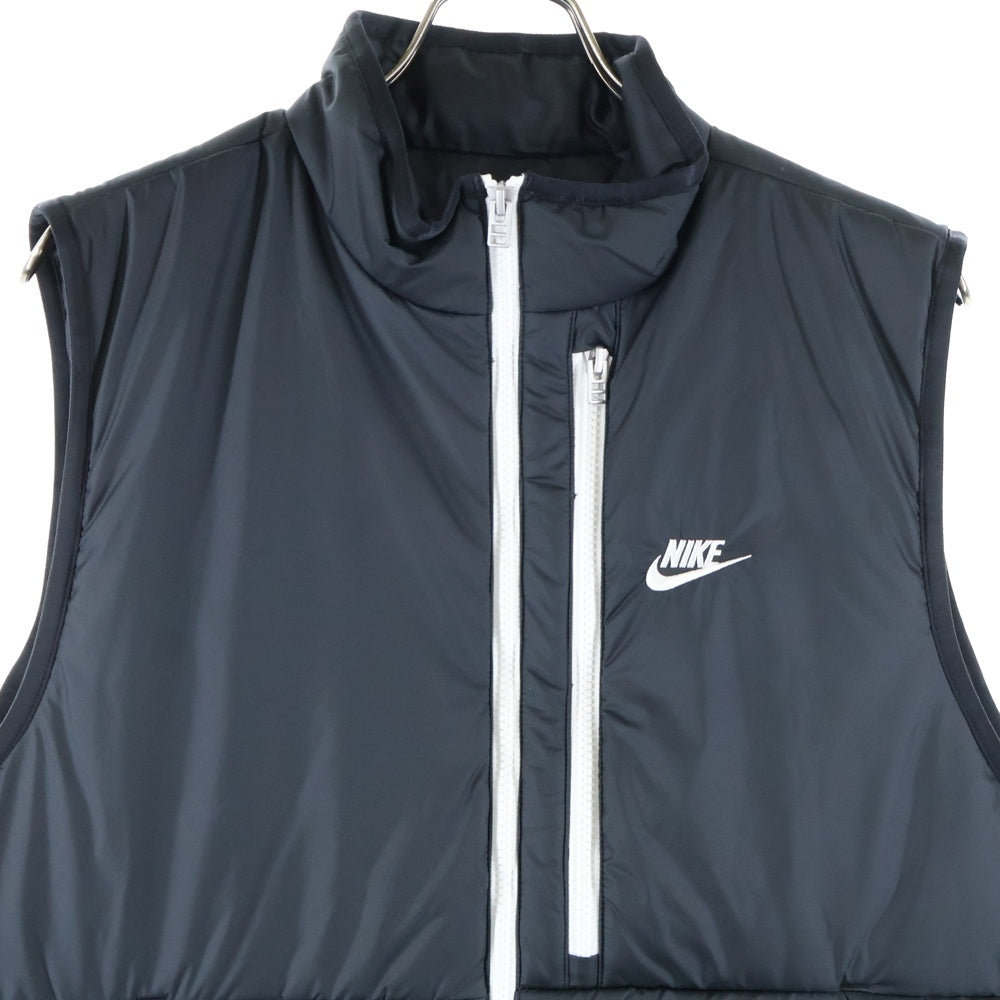 NIKE(ナイキ) 胸ロゴ刺繍 ジップアップ ナイロン ダウンベスト ブラック DD6870-010
