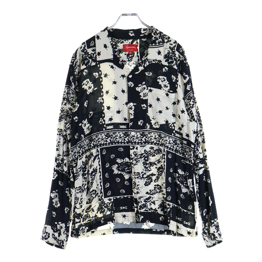 SUPREME(シュプリーム) 16SS Paisley Rayon Shirt ペイズリー 総柄 レーヨン オープンカラー 長袖シャツ ブラック