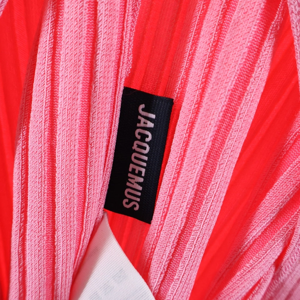 JACQUEMUS(ジャックムス) La maille Pralu longue ロゴチャーム リブニット ショート カーディガン ピンク 223KN500 2190 レディース