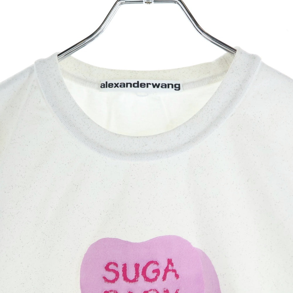 ALEXANDER WANG(アレキサンダーワン) Suga Baby Tee Bright White シュガーベイビープリント グリッタークルーネック半袖Tシャツ カットソー ホワイト レディース