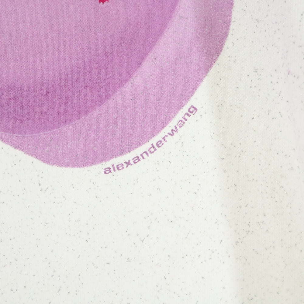 ALEXANDER WANG(アレキサンダーワン) Suga Baby Tee Bright White シュガーベイビープリント グリッタークルーネック半袖Tシャツ カットソー ホワイト レディース