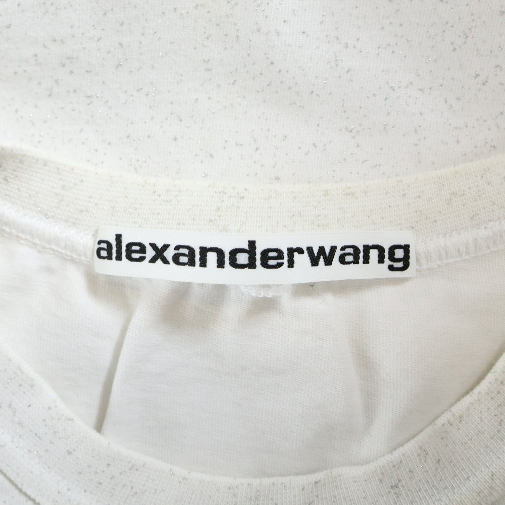 ALEXANDER WANG(アレキサンダーワン) Suga Baby Tee Bright White シュガーベイビープリント グリッタークルーネック半袖Tシャツ カットソー ホワイト レディース