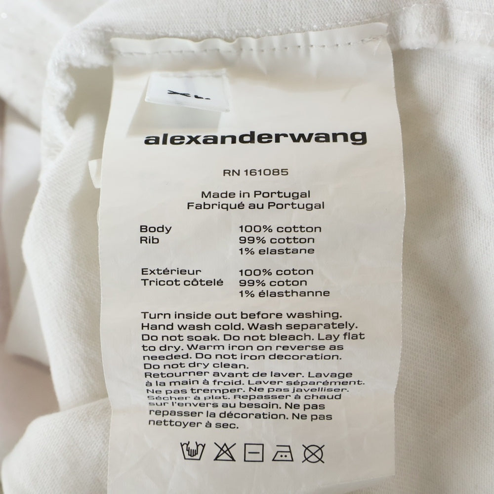 ALEXANDER WANG(アレキサンダーワン) Suga Baby Tee Bright White シュガーベイビープリント グリッタークルーネック半袖Tシャツ カットソー ホワイト レディース