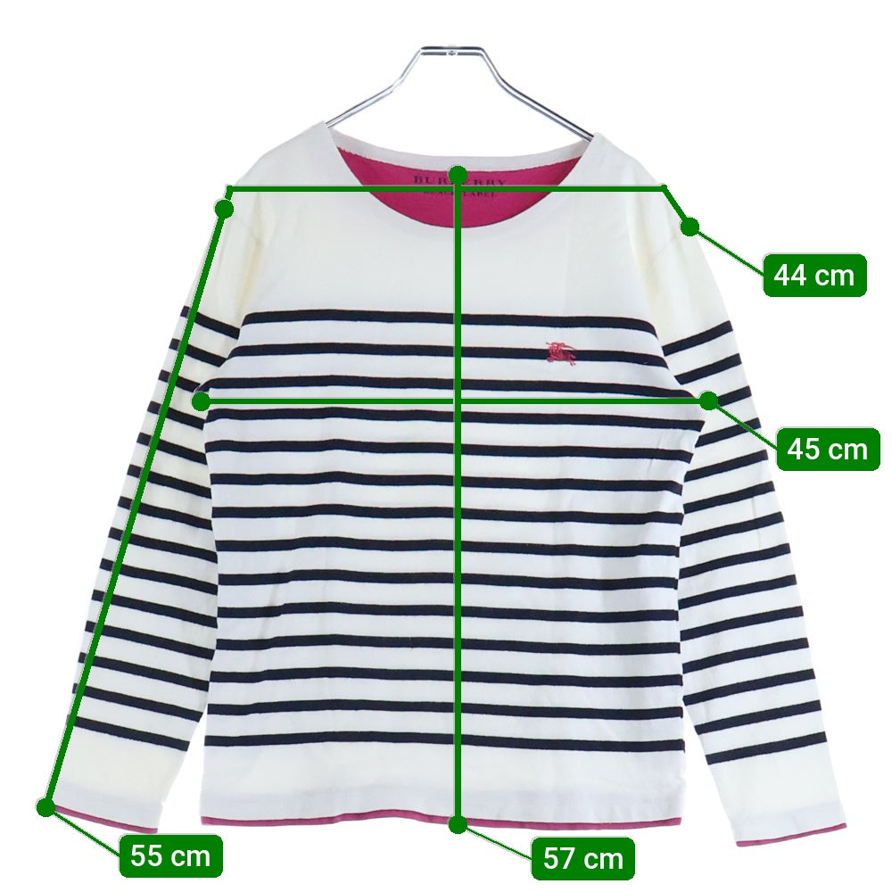BURBERRY BLACK LABEL(バーバリー ブラックレーベル) ボーダー クルーネック 長袖 カットソー Tシャツ ネイビー/ホワイト