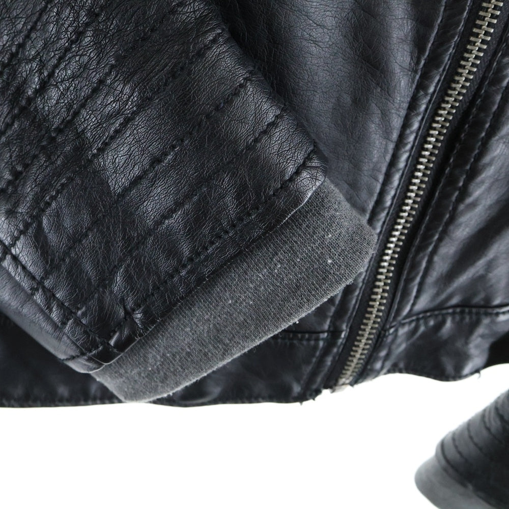 HOLLISTER(ホリスター) フェイクレザー コットン 切り返し フーデッド ジャケット ブルゾン ブラック レディース