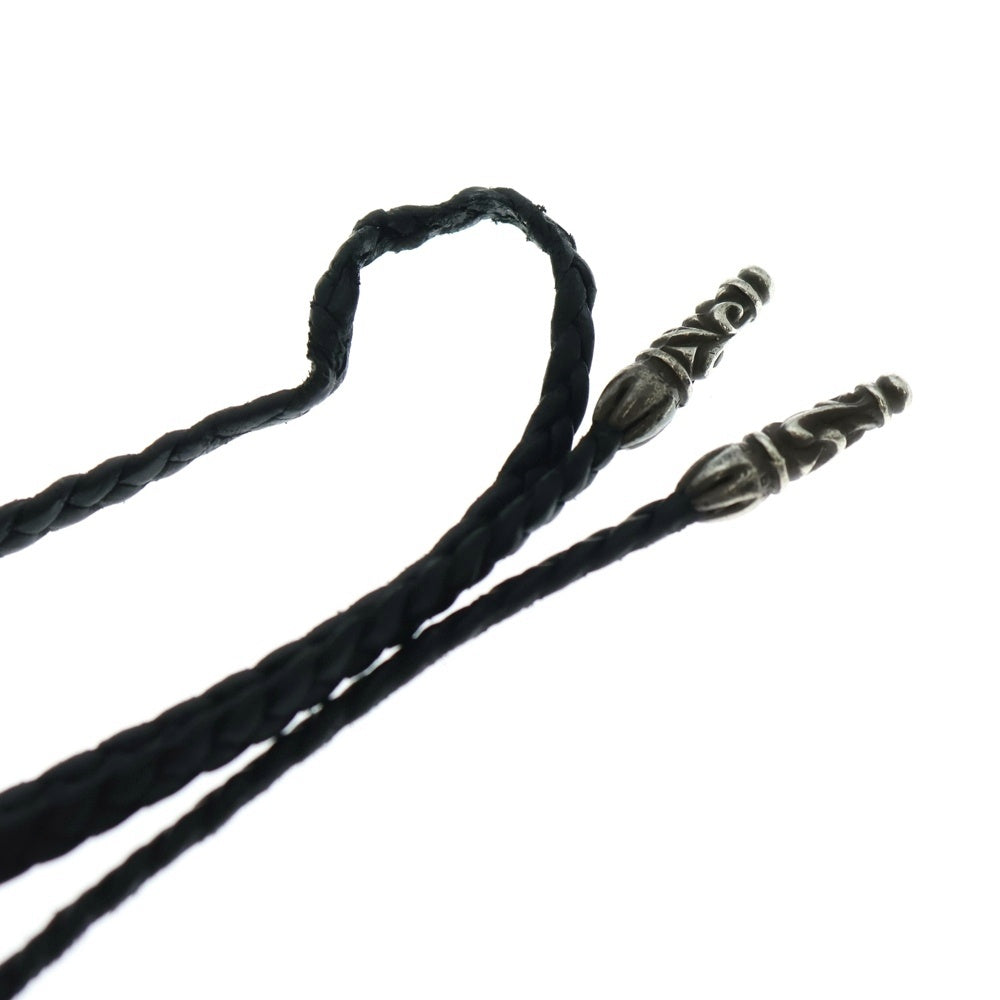 CHROME HEARTS(クロムハーツ) LEATHER BRAID スクロールレザーブレード ネックレス ブラック/シルバー