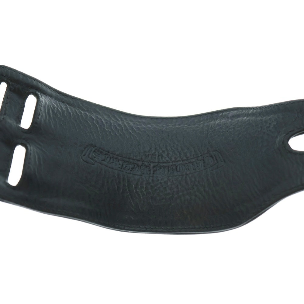 CHROME HEARTS(クロムハーツ) DOUBLE RR ダブルロックンロール ガンスリンガー レザーブレスレット ブラック/シルバー