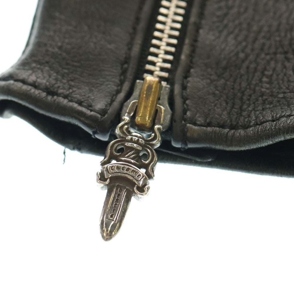 CHROME HEARTS(クロムハーツ) DGR ZIP GROVE ダガージップ レザーグローブ ブラック