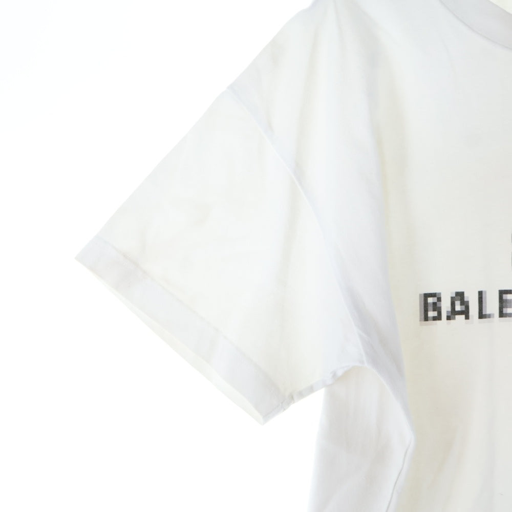 BALENCIAGA(バレンシアガ) 21SS BLCG BB PIXEL MEDIUM FIT T-SHIRT モザイク ピクセルロゴプリント クルーネック 半袖 カットソー Tシャツ ホワイト 612965 TKVI7