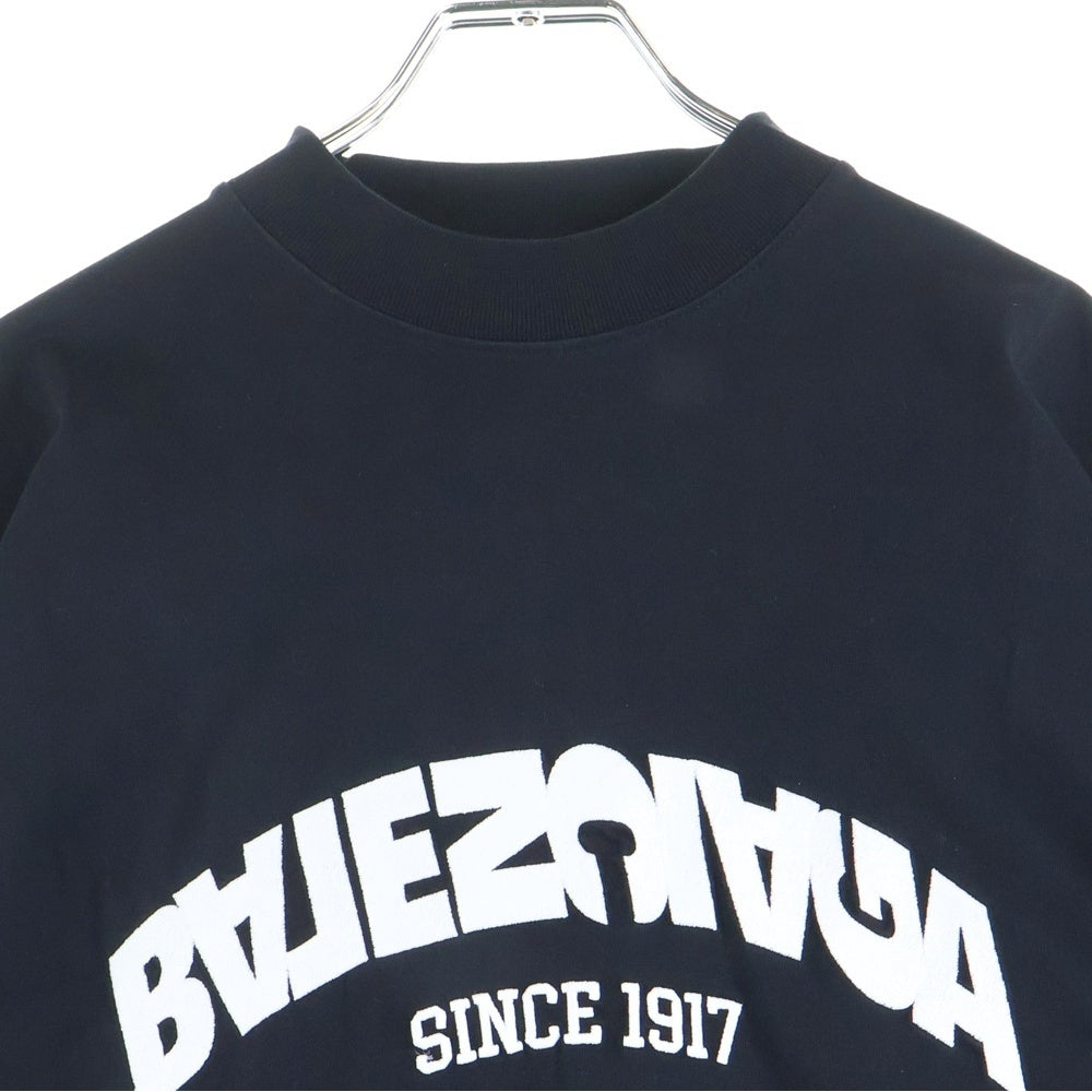 BALENCIAGA(バレンシアガ) BACK FRIP フロントロゴ 刺繍 半袖Tシャツ カットソー ブラック 739028 TPVF9