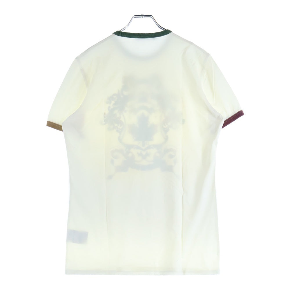 DSQUARED2(ディースクエアード) フロントプリント ラグラン クルーネック 半袖Tシャツ カットソー ホワイト