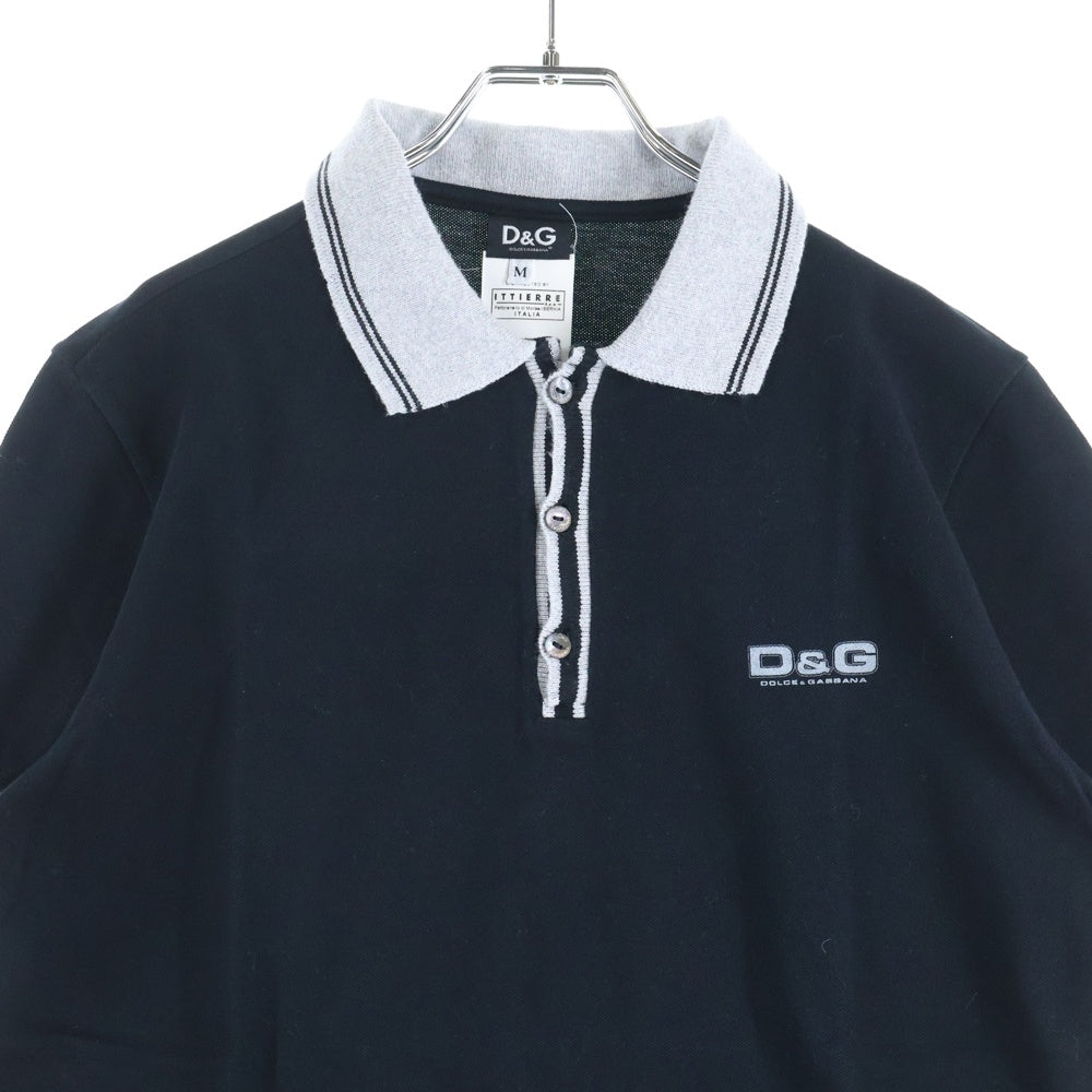 DOLCE & GABBANA(ドルチェアンドガッバーナ) フロントロゴ 半袖ポロシャツ ブラック/グレー