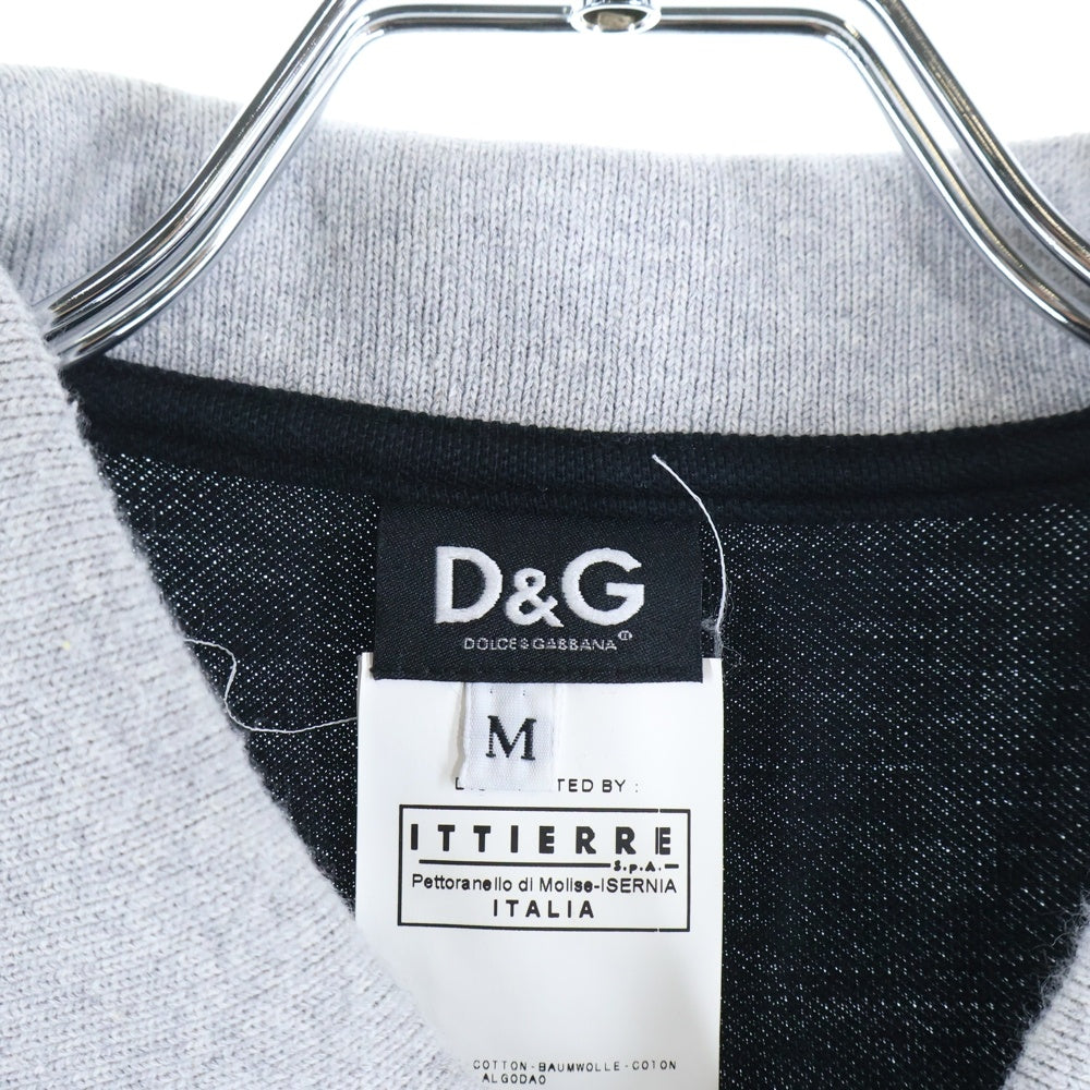 DOLCE & GABBANA(ドルチェアンドガッバーナ) フロントロゴ 半袖ポロシャツ ブラック/グレー