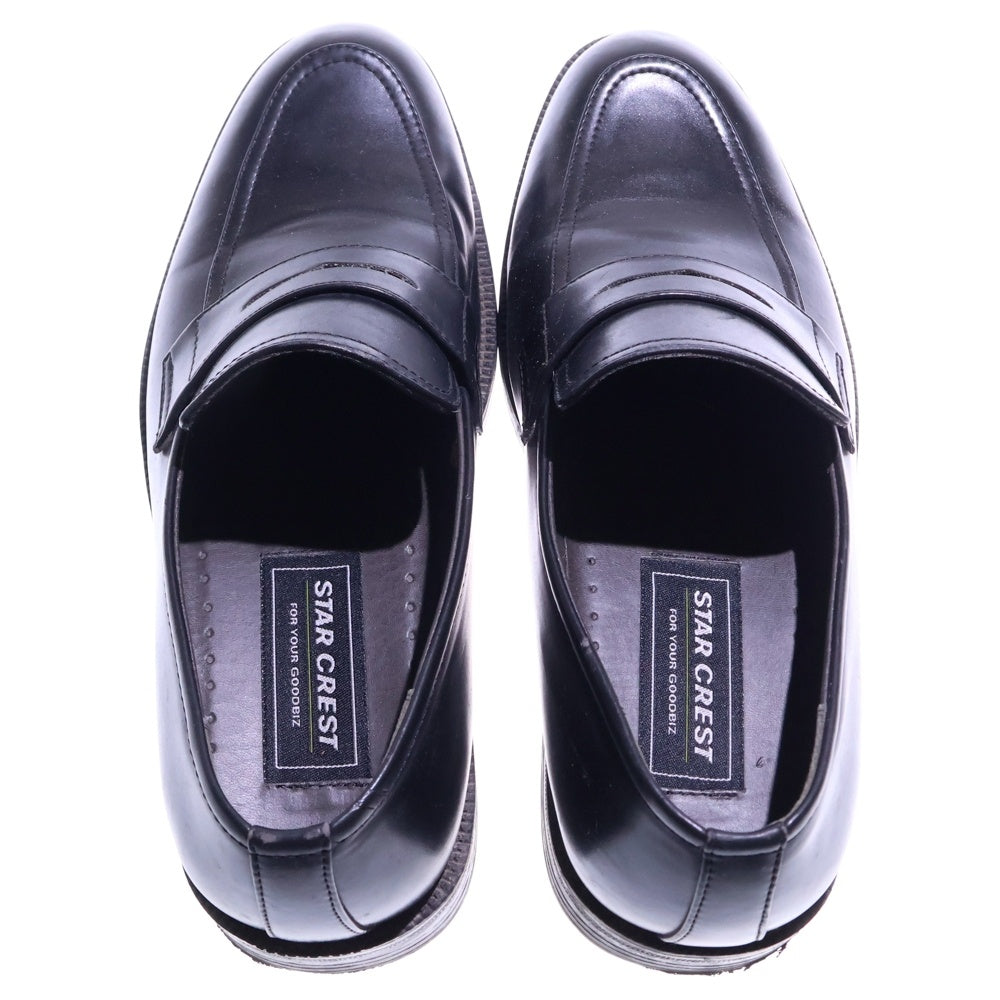 NO BRAND(ノーブランド) STAR CREST レザー ローファー ブラック