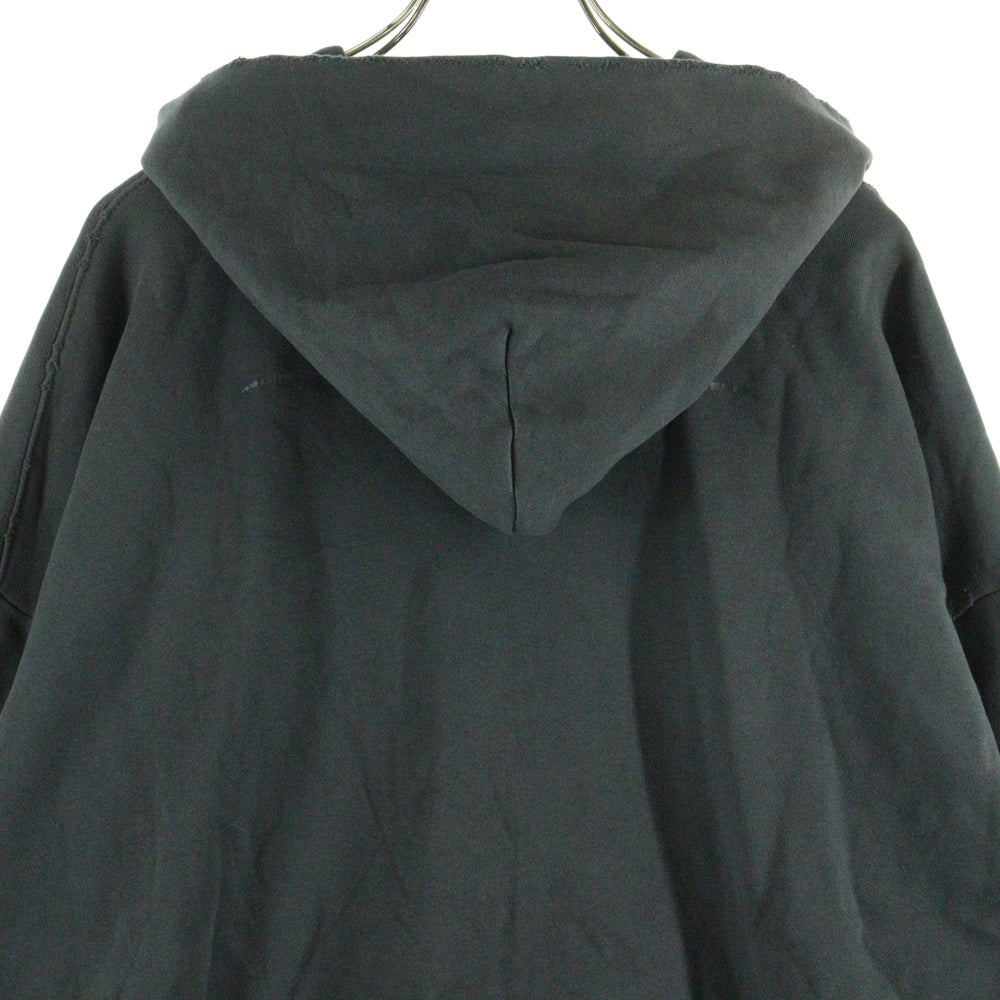 BALENCIAGA(バレンシアガ) 24AW Regular Zip Up Hoodie ロゴプリント ダメージ加工 ジップアップ スウェットパーカー フーディー チャコール 803264 TRVA4