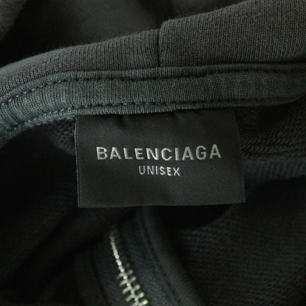 BALENCIAGA(バレンシアガ) 24AW Regular Zip Up Hoodie ロゴプリント ダメージ加工 ジップアップ スウェットパーカー フーディー チャコール 803264 TRVA4