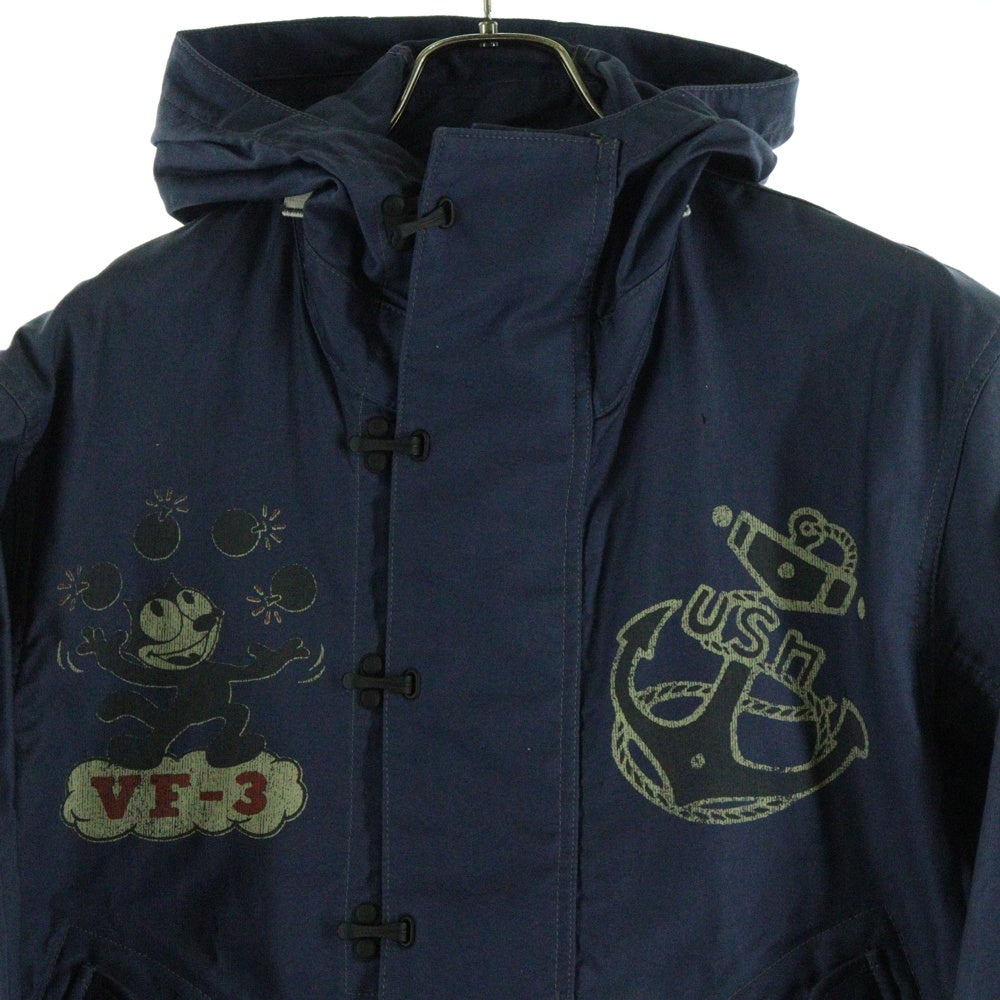 TOYS McCOY(トイズマッコイ) NAVY HOODED PARKA FELIX VF-3 CUSTOM NAVAL AVIATION TALONジップ フィリックス カスタム フーデッド デッキパーカー ジャケット ネイビー
