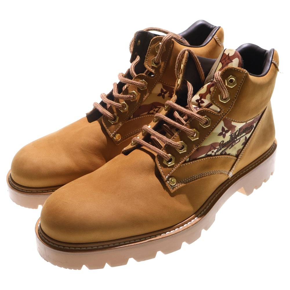 LOUIS VUITTON(ルイヴィトン) オーベルカンフ ライン レースアップ ヌバックレザー アンクルブーツ ブラウン FD1107