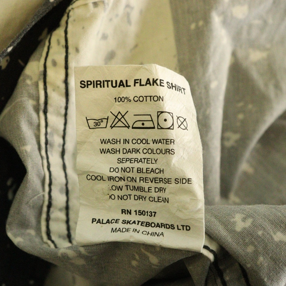 Palace Skateboards(パレススケートボーズ) 17AW Spiritual Flake Shirt スピリチュアル フレーク 総柄 オープンカラー 長袖シャツ ブラック/ホワイト