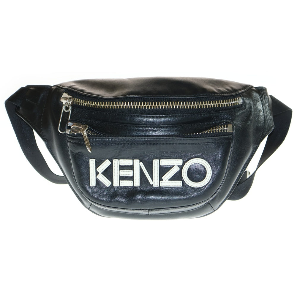 KENZO(ケンゾー) Logo Leather Bumbag ロゴレザー ショルダー ボディーバッグ ブラック