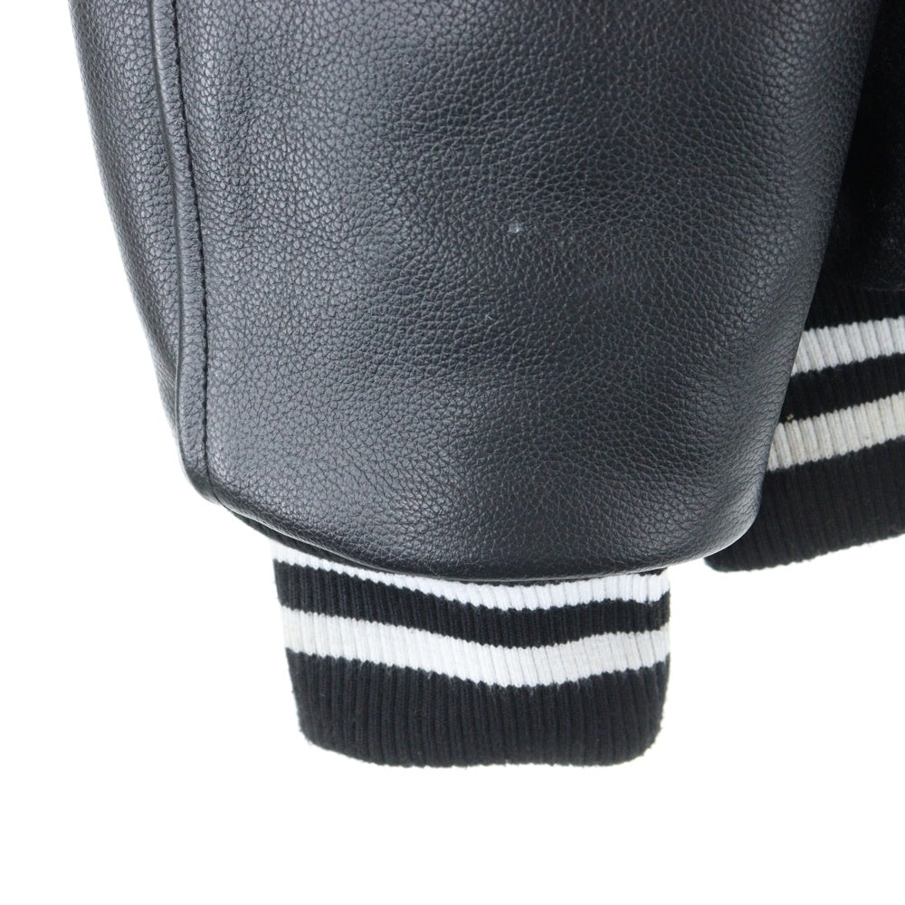 ICE CREAM(アイスクリーム) × WIND AND SEA VARSITY JACKET パッチ刺繍 スタジャン レザー切り替え ジャケット ブラック ICJP215SX004