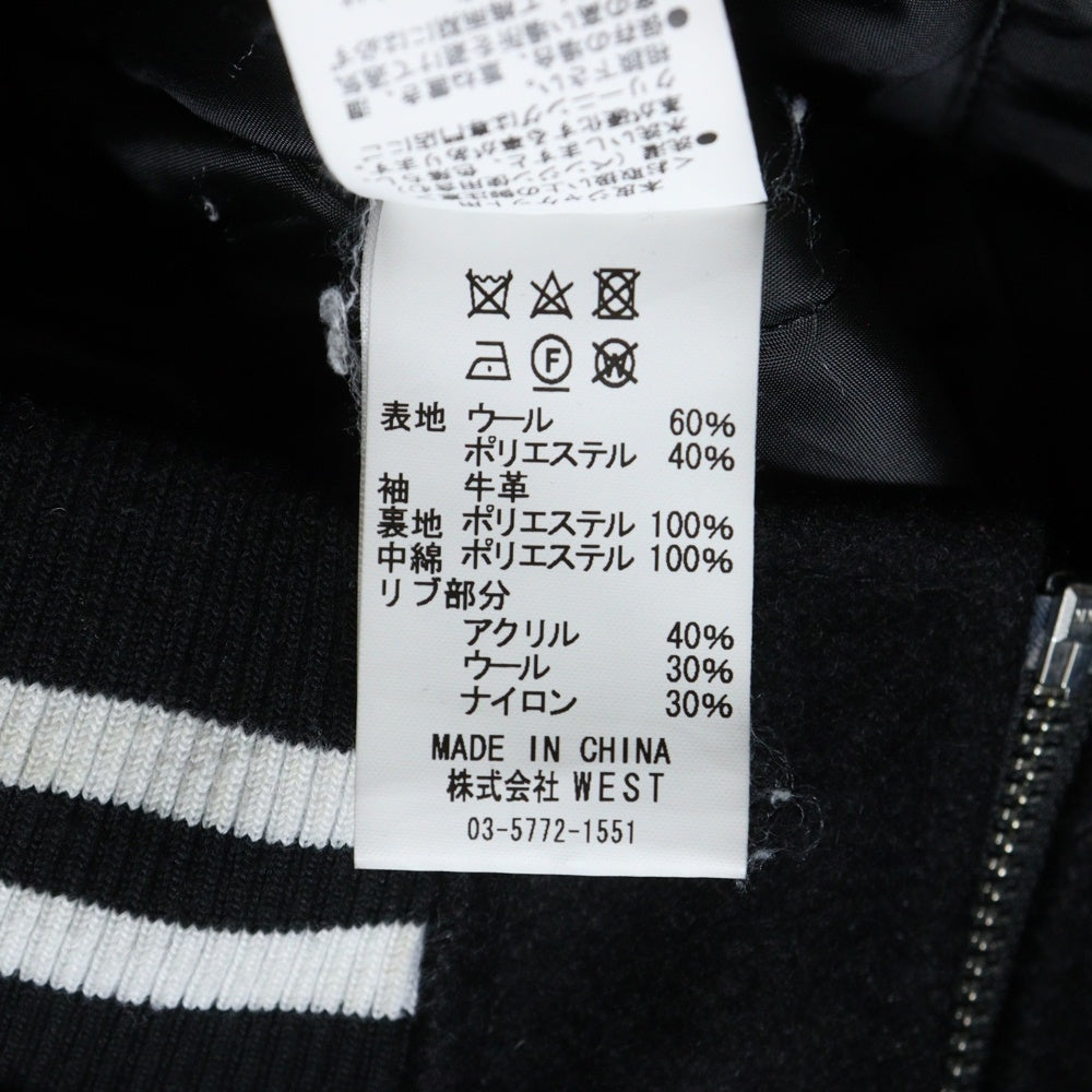 ICE CREAM(アイスクリーム) × WIND AND SEA VARSITY JACKET パッチ刺繍 スタジャン レザー切り替え ジャケット ブラック ICJP215SX004