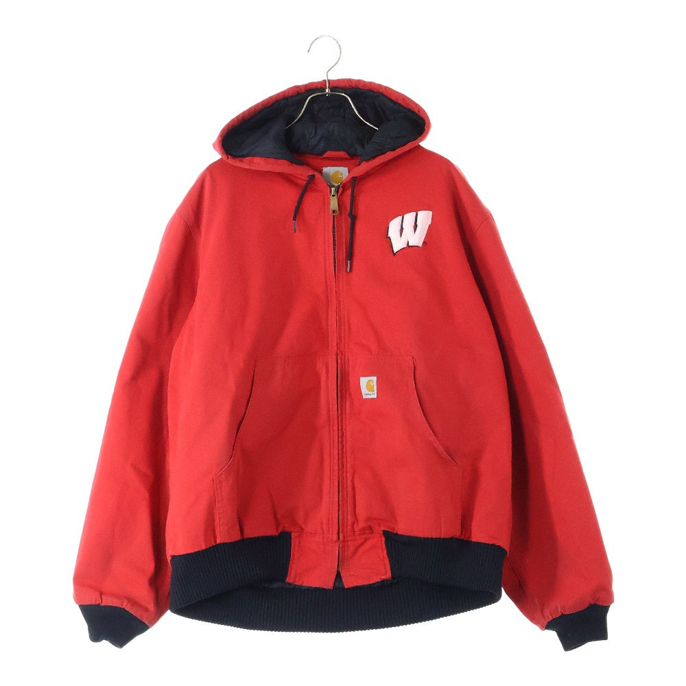CARHARTT(カーハート) 00ss Active Jacket Wisconsin patch W パッチ付き 裏地キルティング アクティブジャケット フーディー レッド