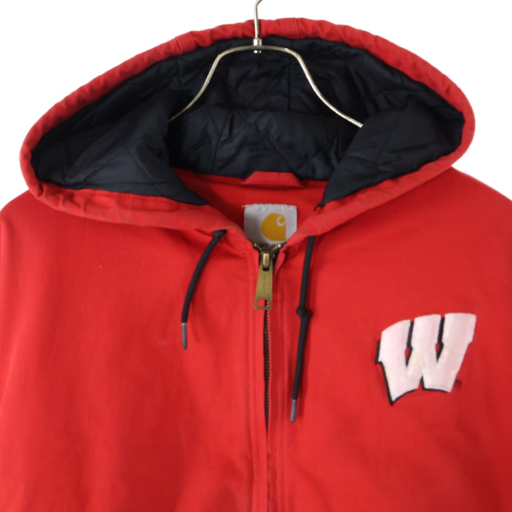 CARHARTT(カーハート) 00ss Active Jacket Wisconsin patch W パッチ付き 裏地キルティング アクティブジャケット フーディー レッド