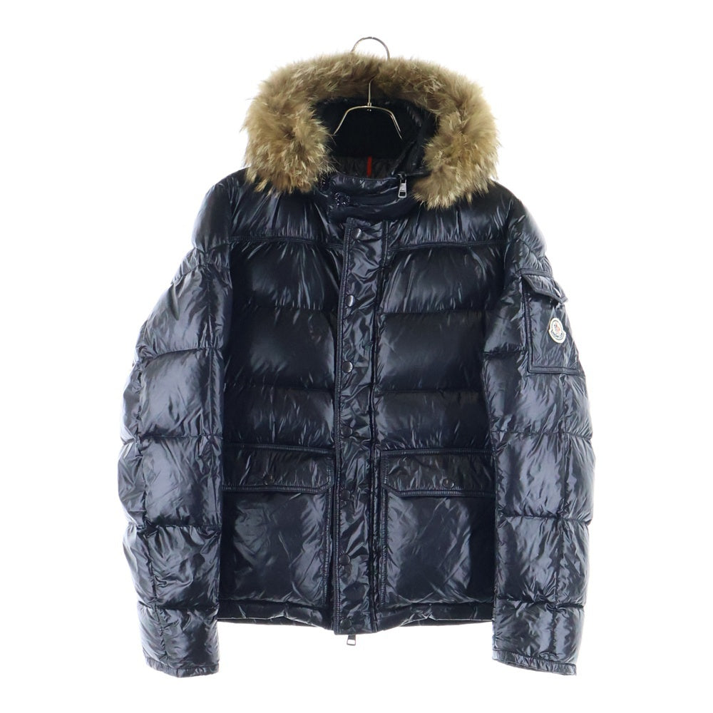 MONCLER(モンクレール) HUBERT GIUBBOTTO ファー付きフーデッドダウンジャケット ブラック