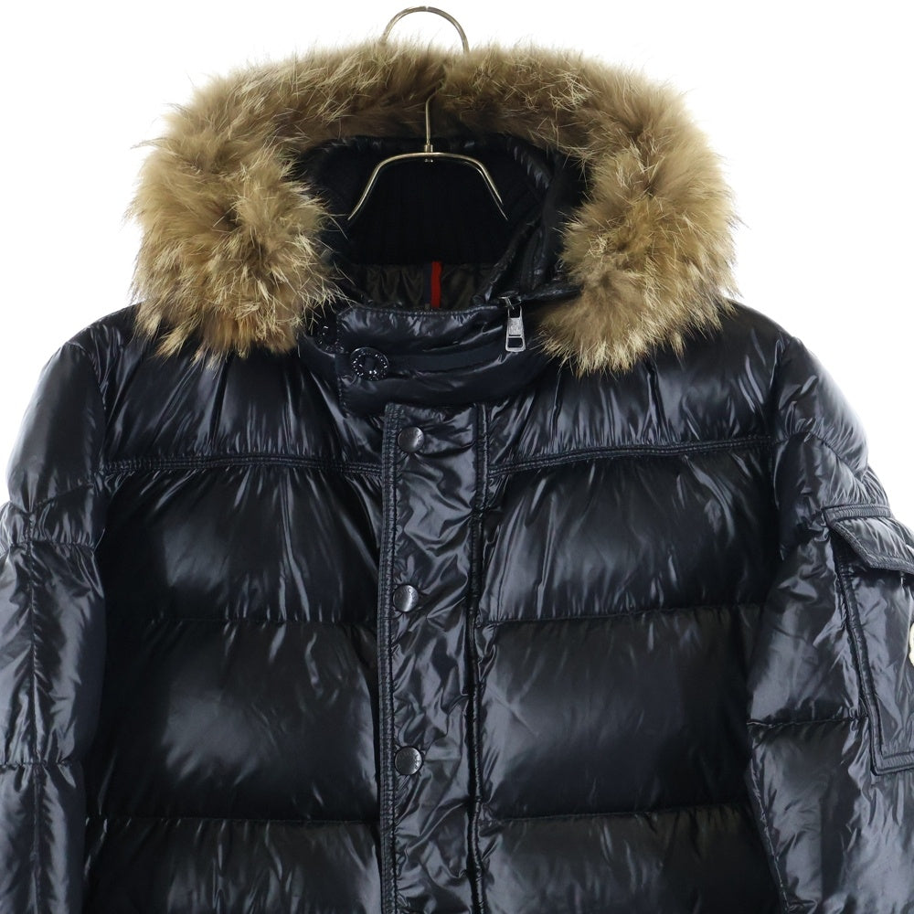 MONCLER(モンクレール) HUBERT GIUBBOTTO ファー付きフーデッドダウンジャケット ブラック
