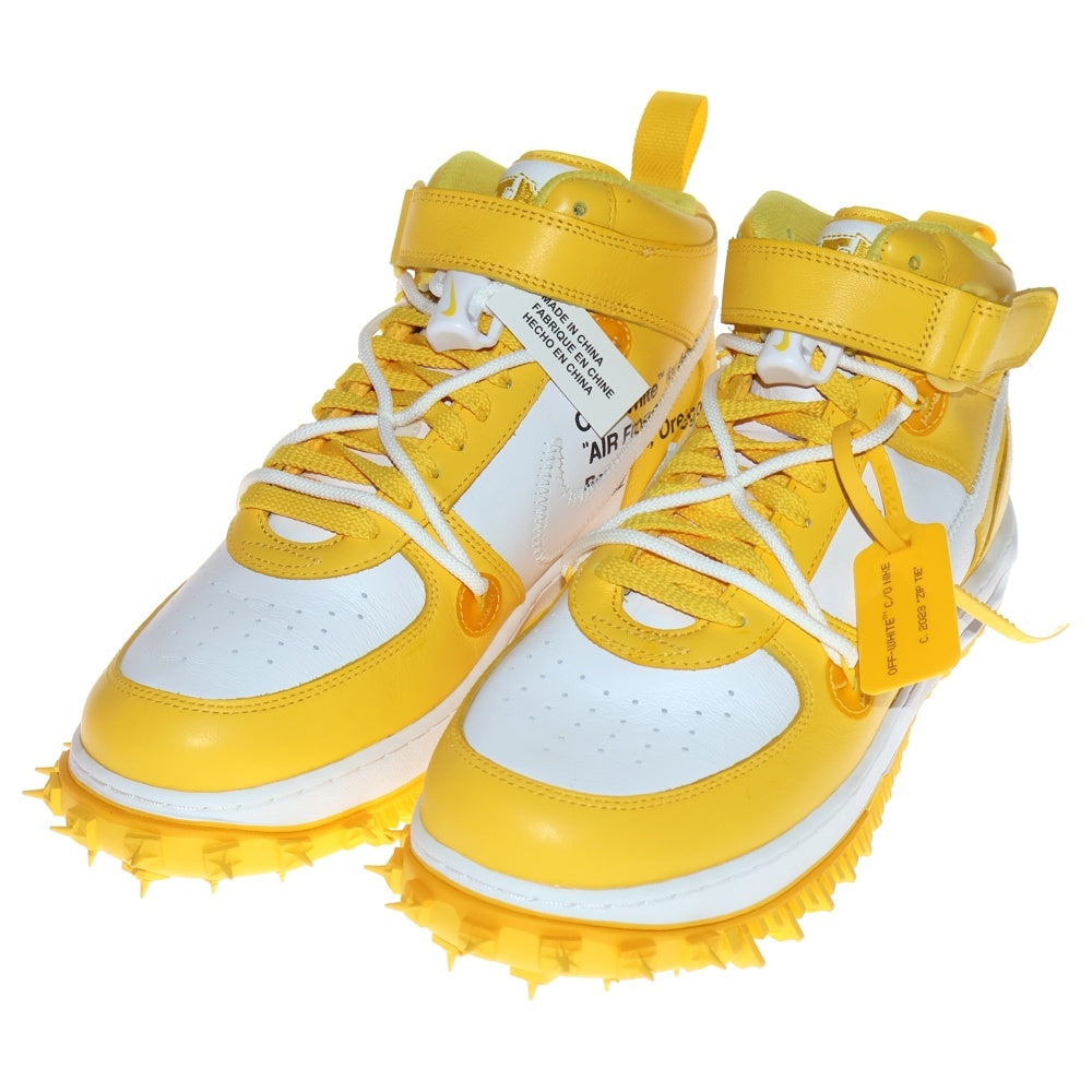 NIKE(ナイキ) ×OFF-WHITE AIR FORCE 1 MID SP LTHR オフホワイト エア フォース 1 ミッドカットスニーカー ホワイト/イエロー US10/28cm DR0500-101